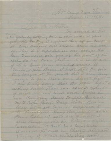 letter from Tom Spence to his parents
