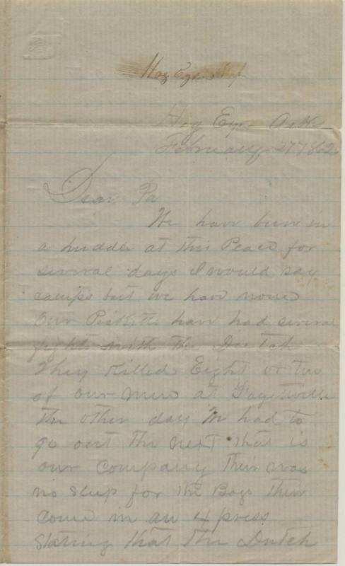 letter from Tom Spence to his father