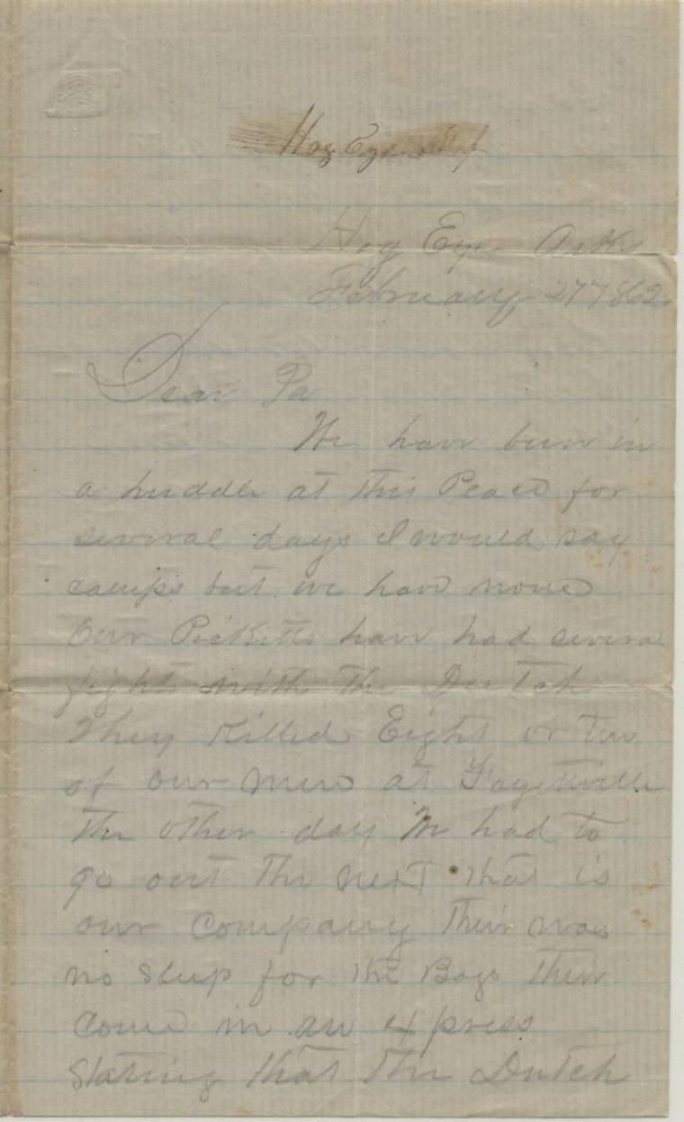 letter from Tom Spence to his father