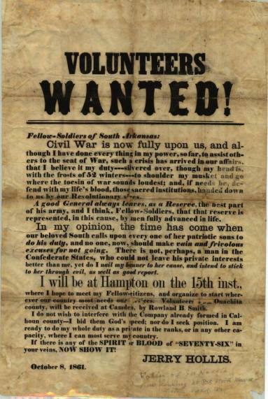 Civil War Volunteers Wanted broadside
