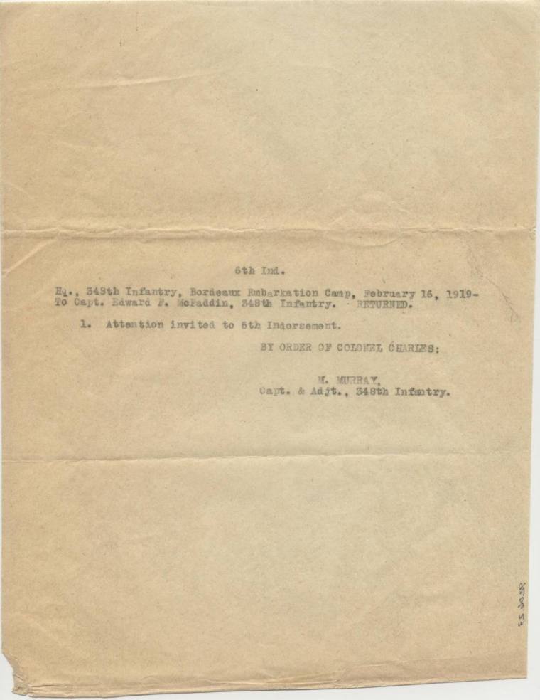 WWI military administrative document