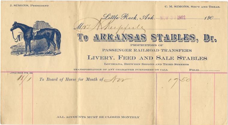 Arkansas Stables receipt