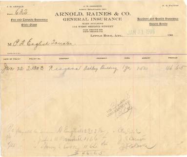 Insurance premium from Arnold Raines & Co.