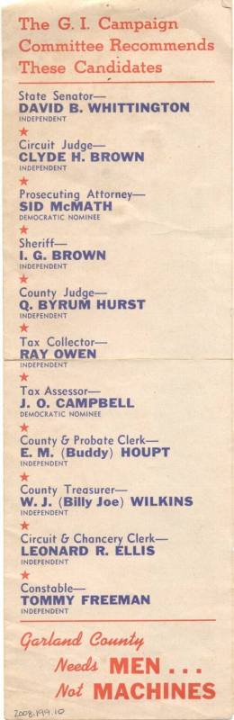 Garland Co. election broadside