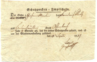 Roth family Document (in German)