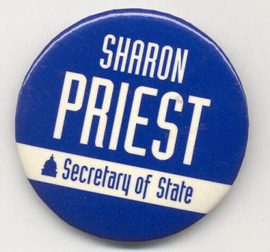 Sharon Priest for Secretary of State button