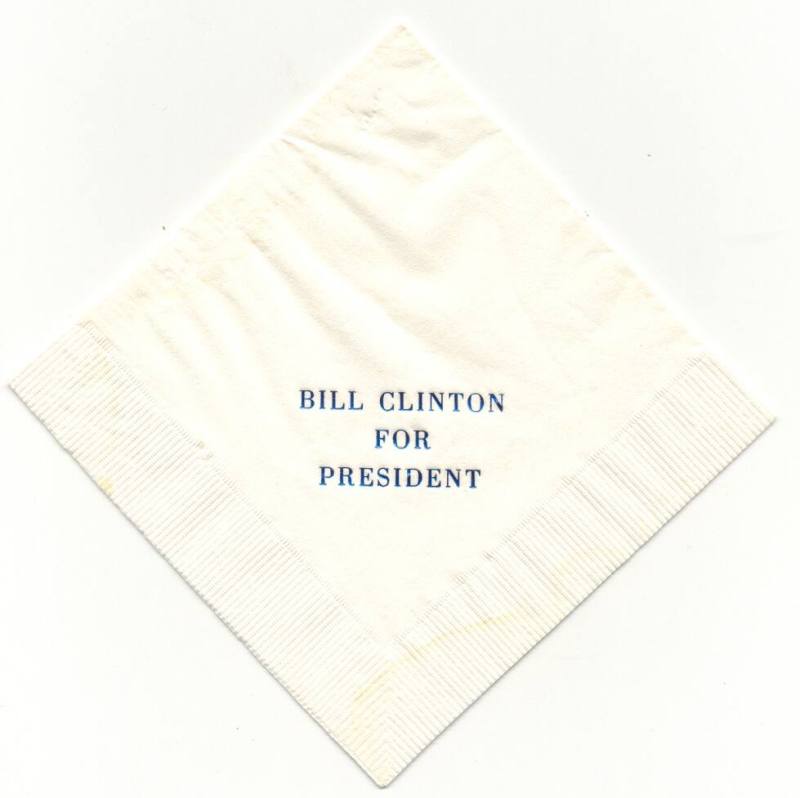 "Bill Clinton for President" cocktail napkin