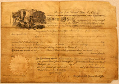 Land Grant Certificate for service in War of 1812