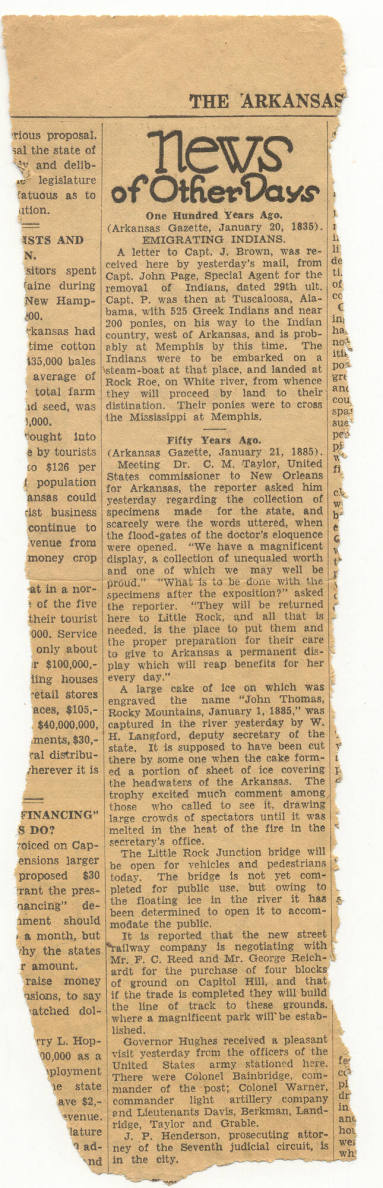 Arkansas newspaper article - mention of Dr. C.M. Taylor