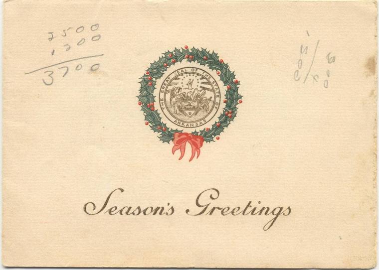 Christmas Card from Governor and Mrs. Sid McMath