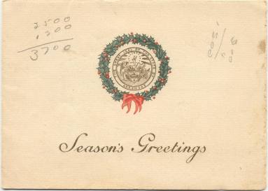 Christmas Card from Governor and Mrs. Sid McMath