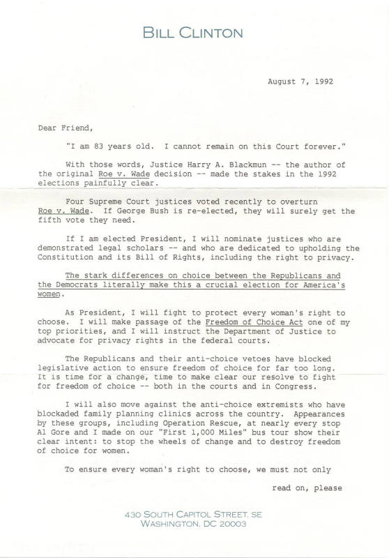 letter from Bill Clinton