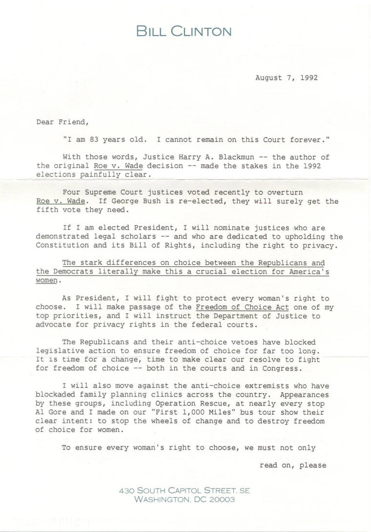 letter from Bill Clinton