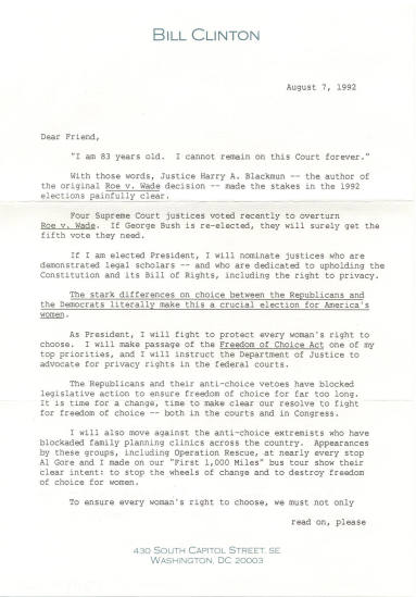 letter from Bill Clinton