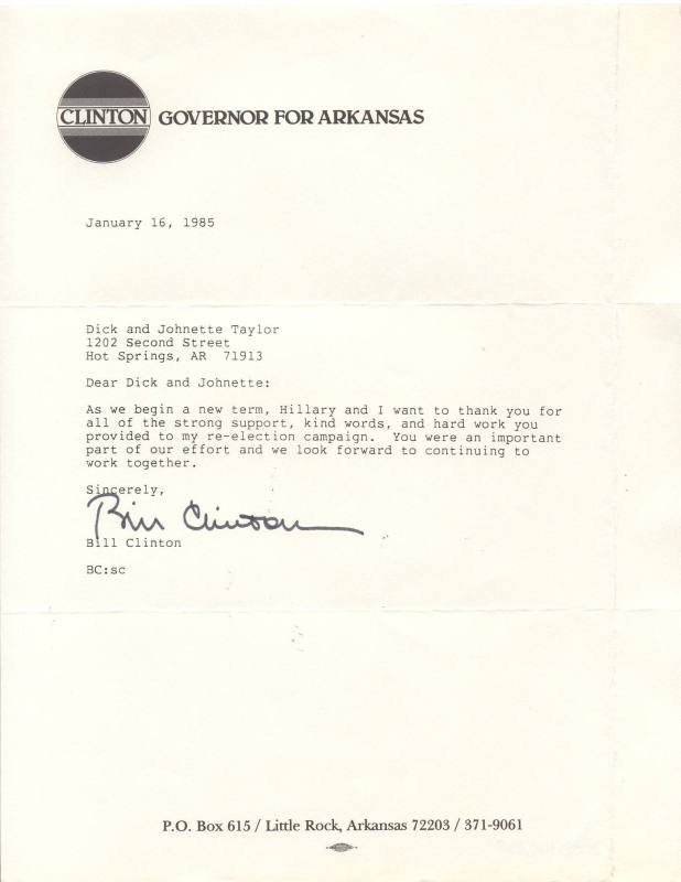 Bill Clinton letter