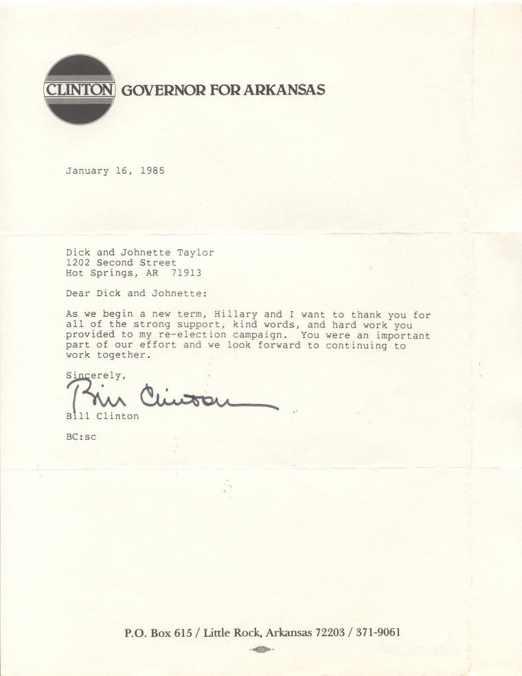 Bill Clinton letter