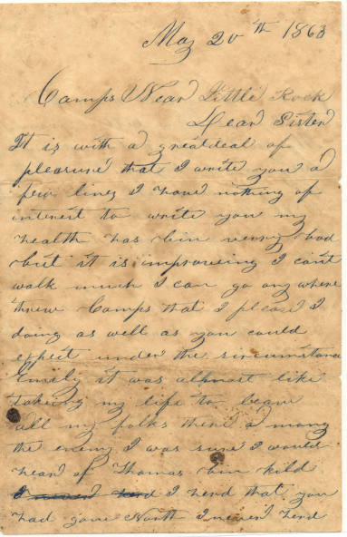 Civil War Letter from W.W. Black to his Sister