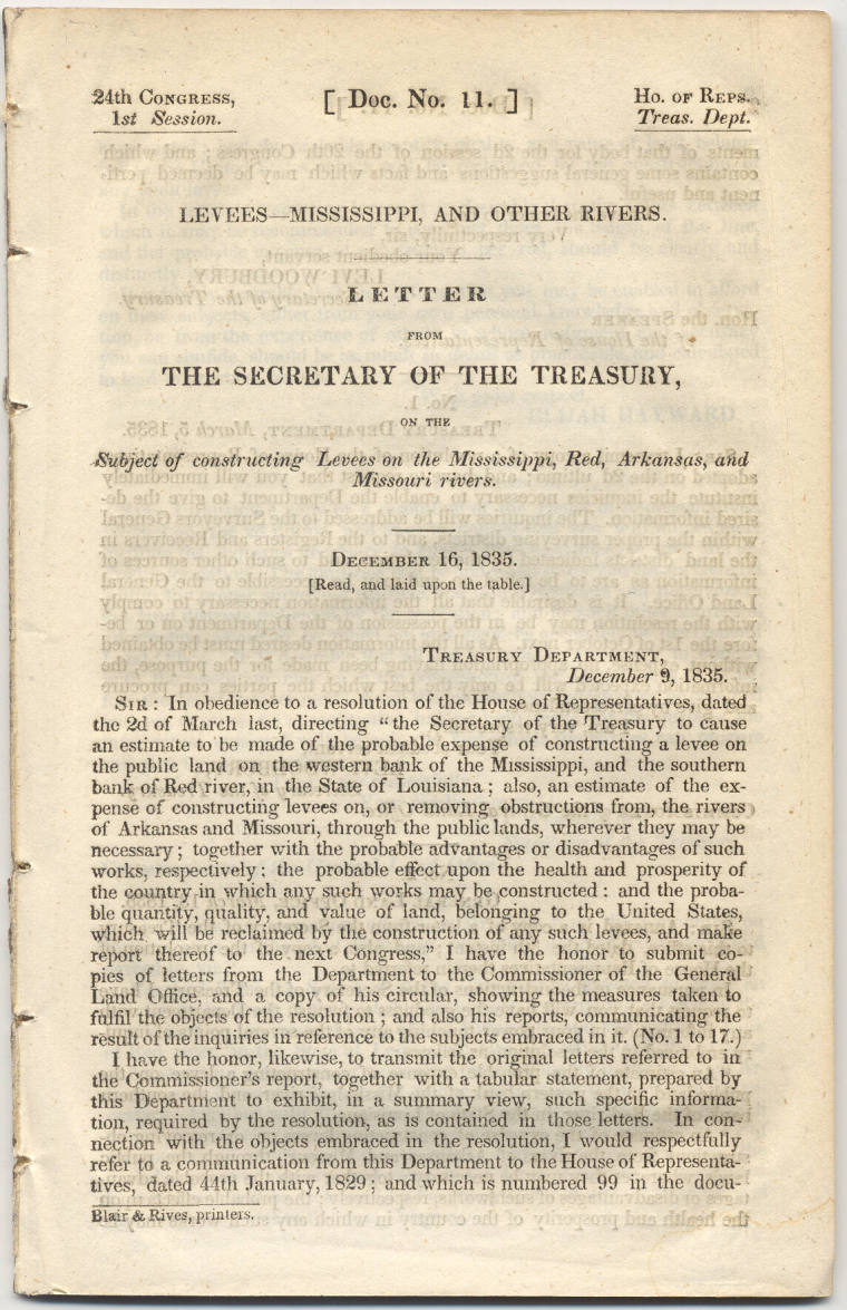 Letter from the Secretary of the Treasury