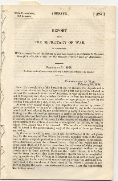 Report from the Secretary of War