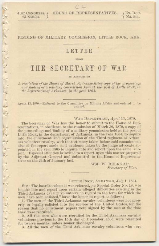 Letter from the Secretary of War