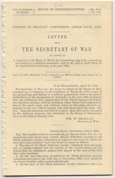 Letter from the Secretary of War