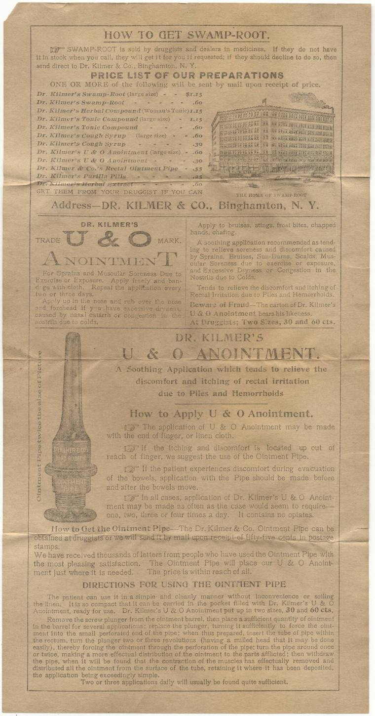 Ad for Dr. Kilmer's Swamp Root & Anointment