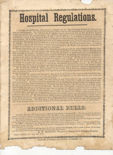 Civil War era hospital regulations