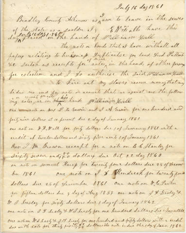 Civil War - legal letter concerning estate