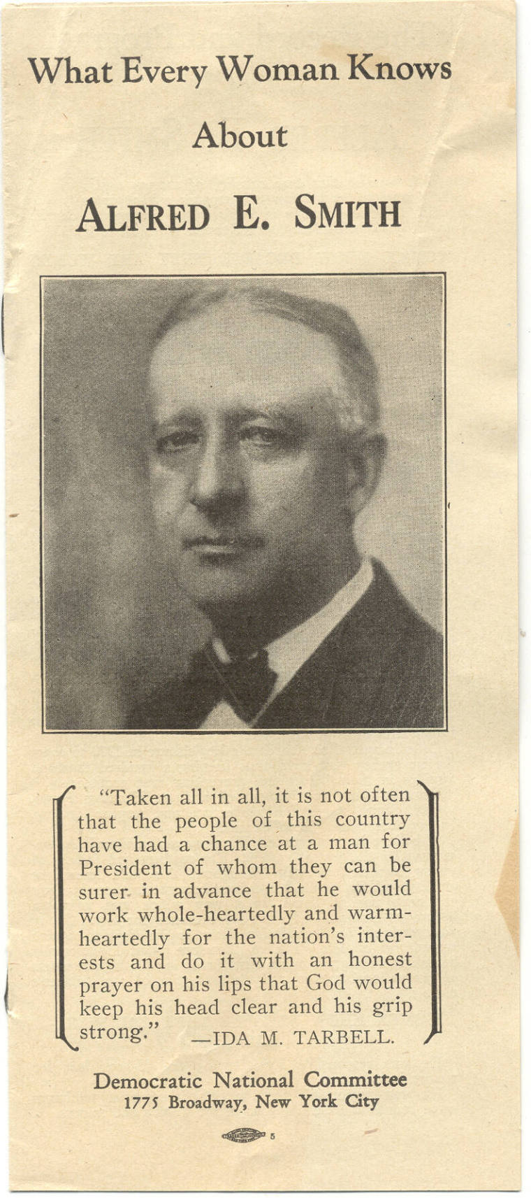 Political Booklet about Alfred E. Smith