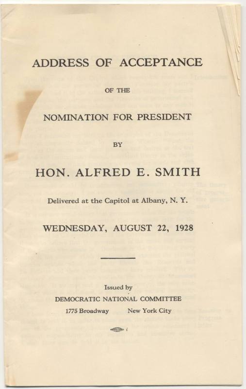 Booklet - Al Smith Nomination Acceptance Address