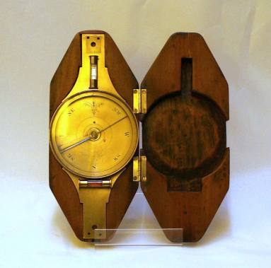 Brass surveying compass & case