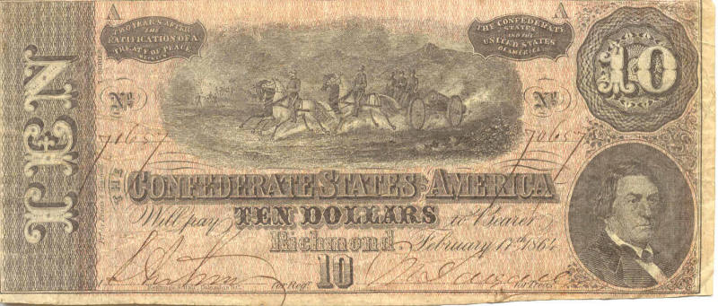 Confederate ten dollar bill