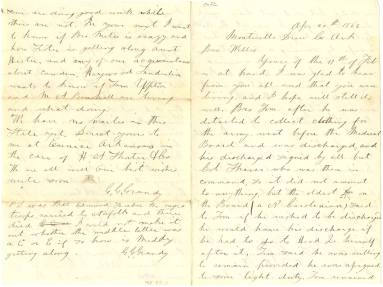 post Civil War letter from C.C. Grandy