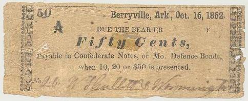 Scrip, Arkansas Confederate - 50 cent note