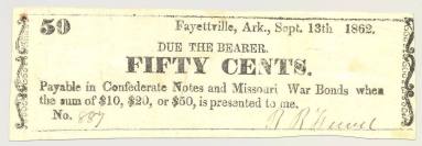 Scrip, Arkansas Confederate - 50 cent note