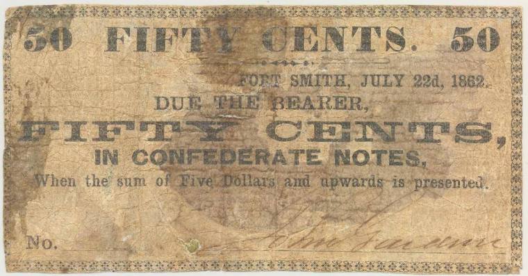 Scrip, Arkansas Confederate - 50 cent note