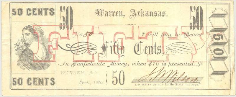 Scrip, Arkansas Confederate - 50 cent note