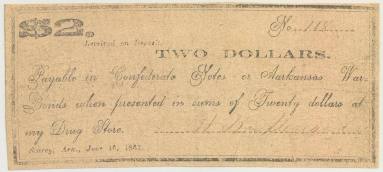 Scrip, Arkansas Confederate - two dollar note