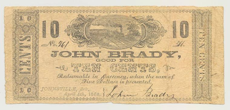 Scrip, Arkansas Confederate - 10 cent note