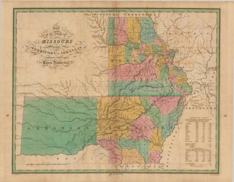 Map, Arkansas and Missouri