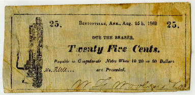 Scrip, Arkansas Confederate - 25 cent note