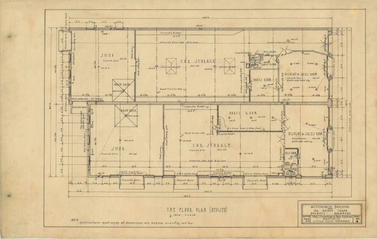 Drawing, Thompson Architectural - Thane Auto Bldg., Dermott