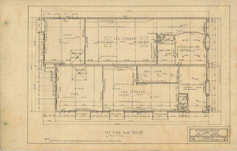 Drawing, Thompson Architectural - Thane Auto Bldg., Dermott