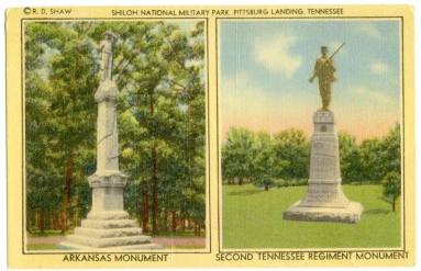 Postcard, Shiloh Military Park Monuments