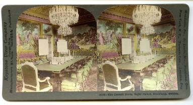 Stereoview of Council Room of the Royal Palace in Stockholm, Sweden