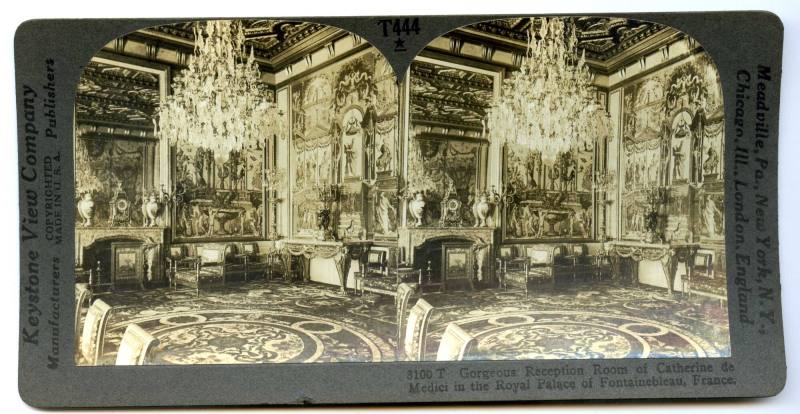 Stereoview, Reception Room at the Palace of Fontainebleau in France