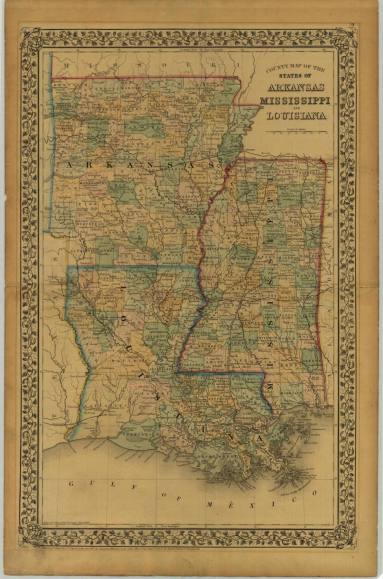 Map - Arkansas, Mississippi, Louisiana