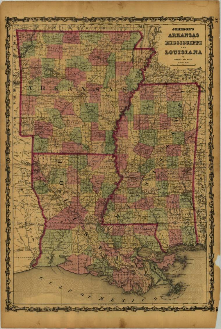 Map - Arkansas, Mississippi, Louisiana