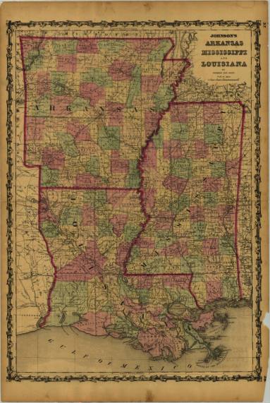 Map - Arkansas, Mississippi, Louisiana
