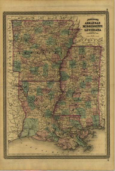 Map - Arkansas, Mississippi, and Louisiana